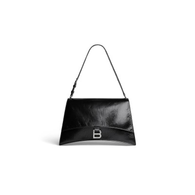 BALENCIAGA WOMEN'S CRUSH BAG MEDIUM IN BLACK 7654662AAR21000 (30.9*21*10.9cm)